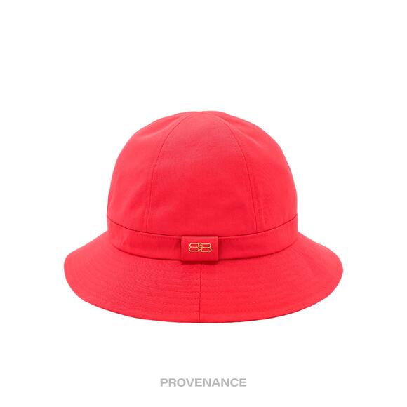 🔴 Balenciaga BB Logo Embroidered Bucket Hat - Red - Picture 1 of 5